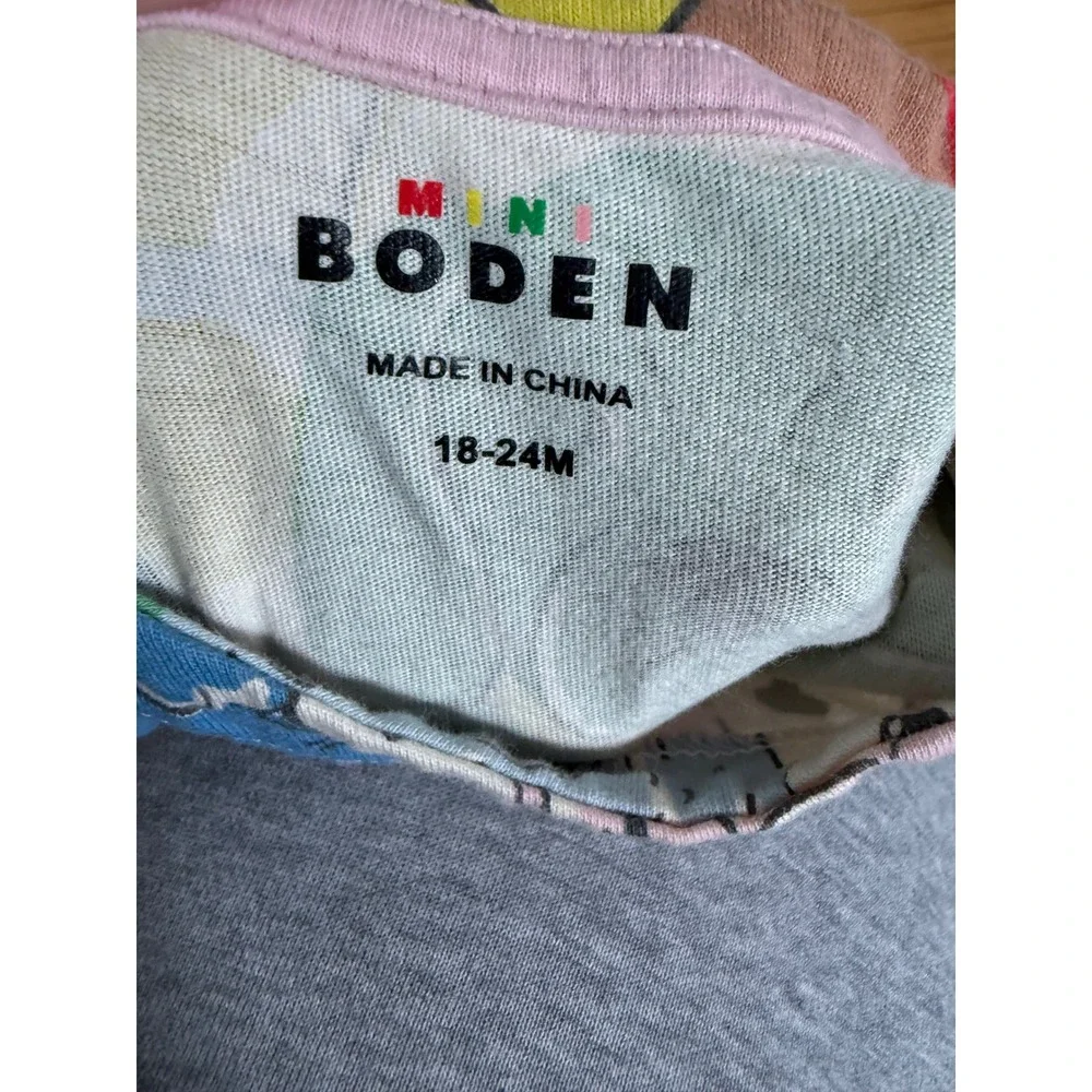 Mini Boden Girls Dog Print Jersey Dress Long Sleeve Multi Color 18-24M G4808